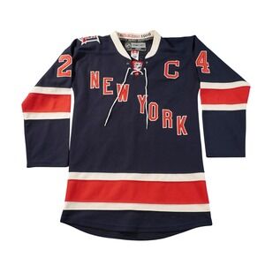 Reebok New York Rangers Ryan Callahan Hockey Jersey Mens 50 Navy Fight Strap CCM